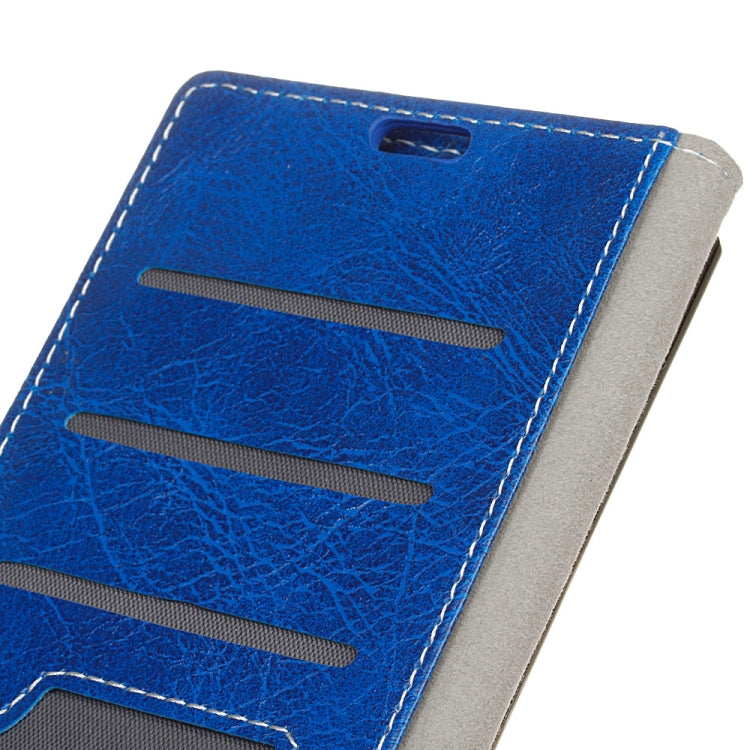 Blue leather phone case with embossed texture and horizontal card slot openings for Huawei P30 Lite
