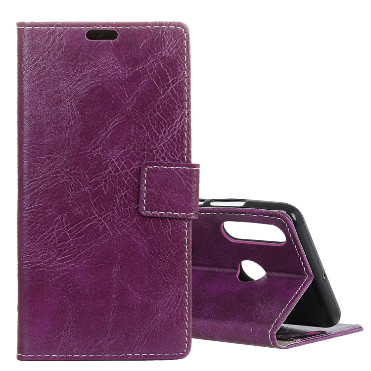 Purple folio leather phone wallet case with flip cover, card slots, and camera cutout for Huawei P30 Lite