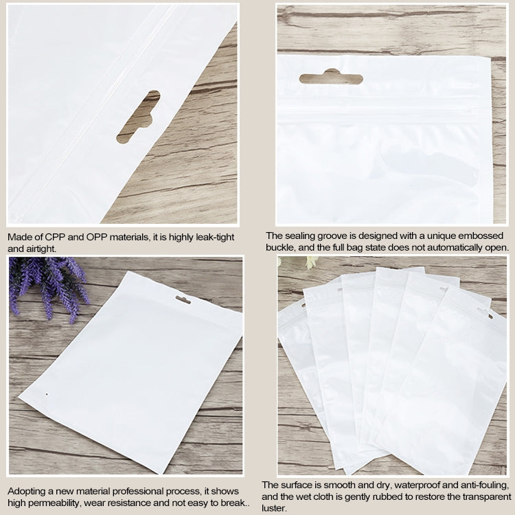 White clear jewelry zip-lock bags with hang slot and sealed edge detail (7.5x12cm)