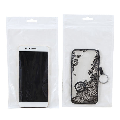 Two 7.5x12cm clear white zip-lock jewelry bags, hang slot, front windows