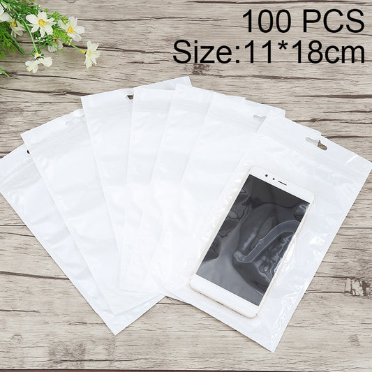 White front clear pearl zip lock jewelry packaging bag with hanging hole, multiple packs