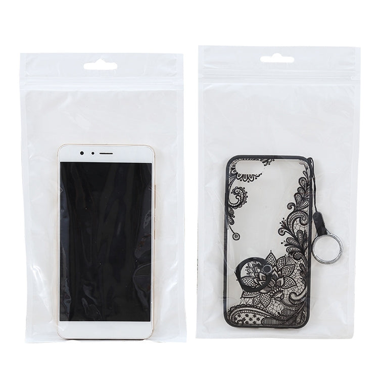 Two white clear-front zip jewelry bags with hang holes, each holds a phone case