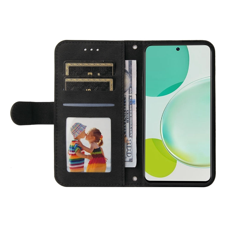 Black leather-style phone wallet case with card slots and photo window.