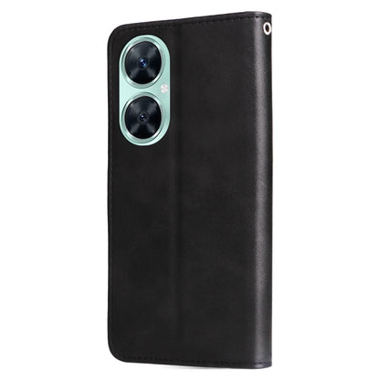 Black leather phone case with cutouts for camera and ports