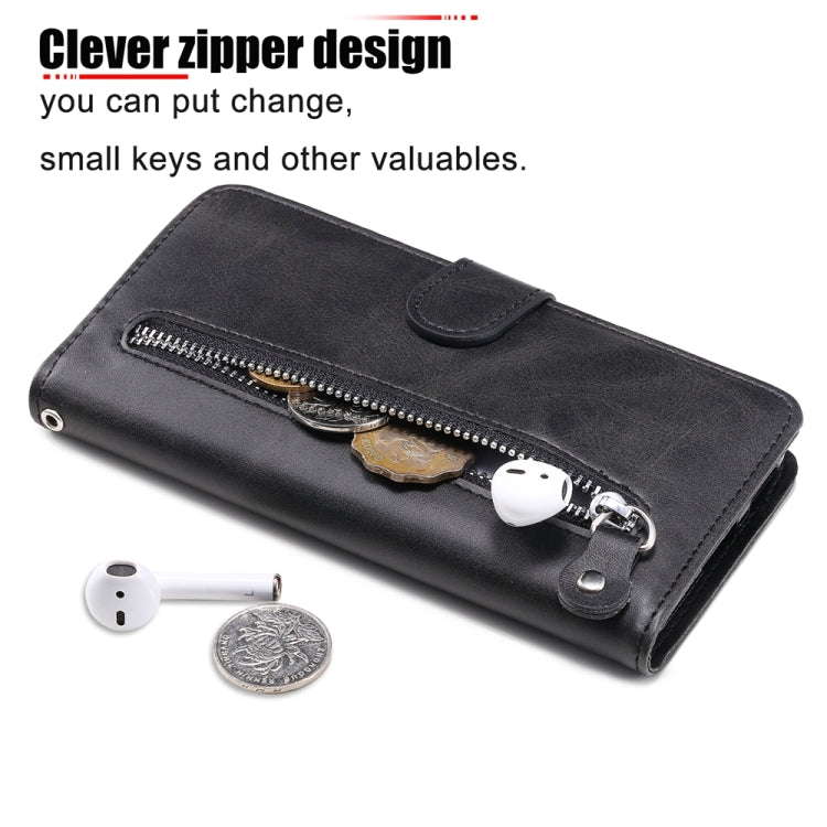 Black leather phone case with zipper compartment for small essentials