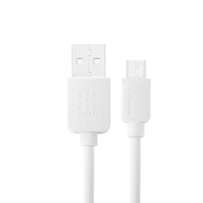 White Micro-USB cable with USB-A plug and Micro-USB connector end