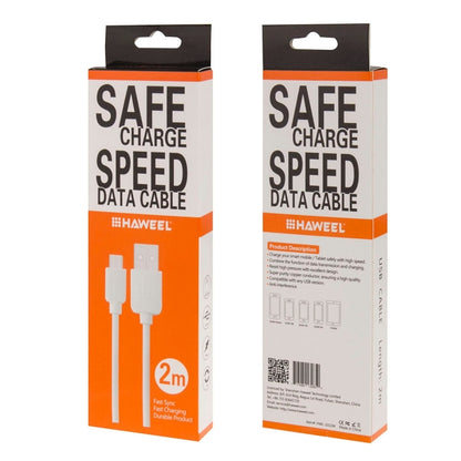SAFE CHARGE SPEED DATA CABLE retail box, HAAWEEL branding, 2m Micro USB
