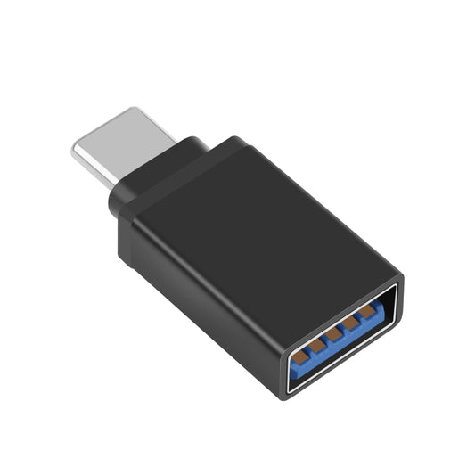 Black USB-C male to USB 3.0 female OTG adapter, with blue USB port opening