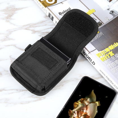 Black belt-clip phone pouch with front opening and snug fit compartment