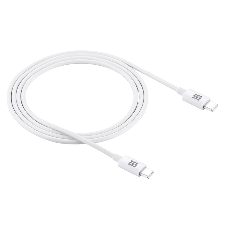 White USB-C to USB-C cable, 1 m, coiled with metal Type-C connectors.