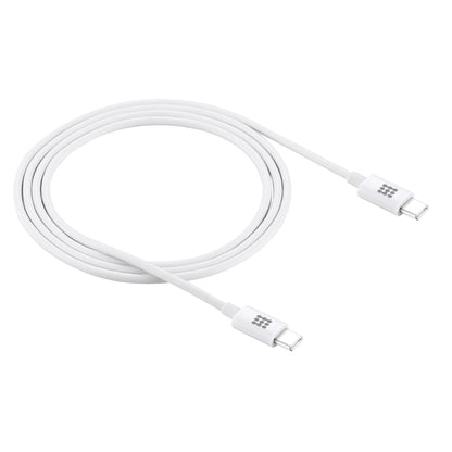 White USB-C to USB-C cable, 1 m, coiled with metal Type-C connectors.