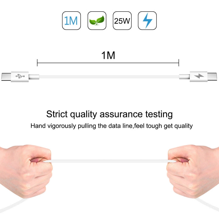 White USB-C to USB-C cable, 1 m, straight with metal connectors at both ends.