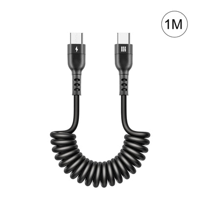 HAWEEL 1m 5A USB-C / Type-C to USB-C / Type-C Retractable Coiled PD Fast Charging Cable, 1m 5A Type-C