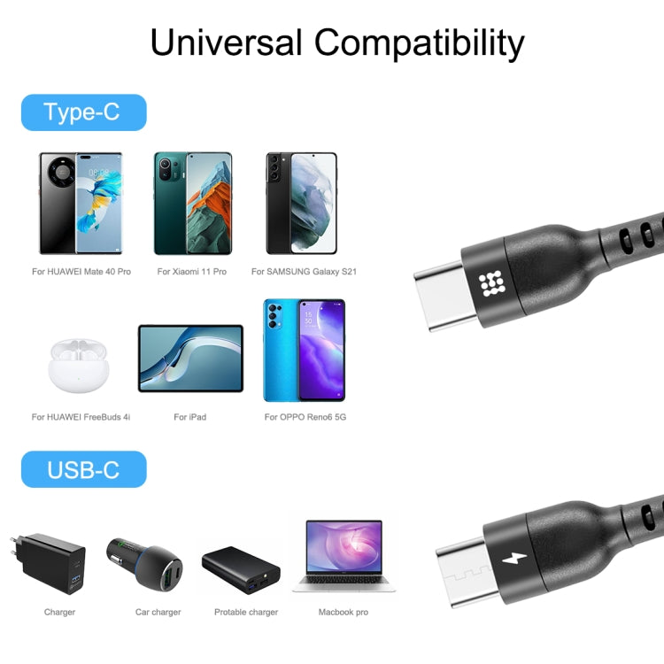 HAWEEL 2m 5A USB-C / Type-C to USB-C / Type-C Retractable Coiled PD Fast Charging Cable, 2m 5A Type-C