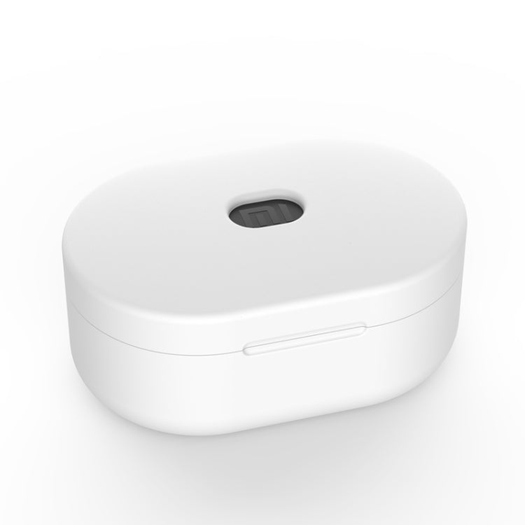 Silicone charging case cover for wireless earbuds, white, with charging port cutout
