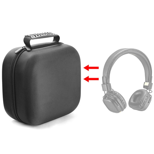 Black headphone storage case with zipper and carry handle strap