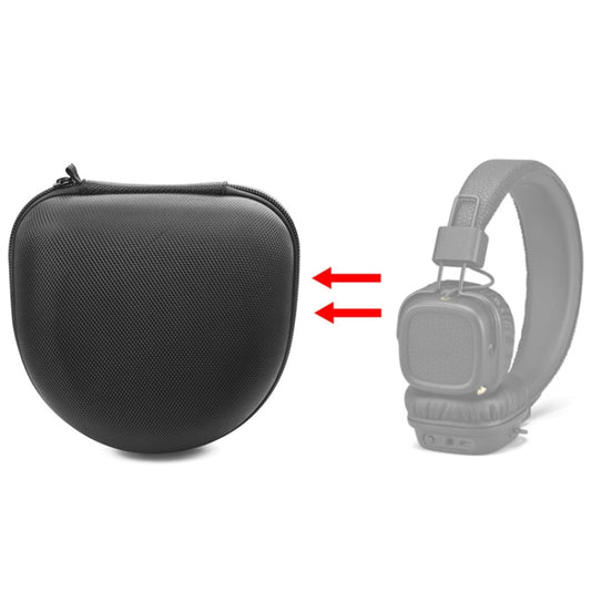 Black zippered headphone storage case bag with compact molded shape