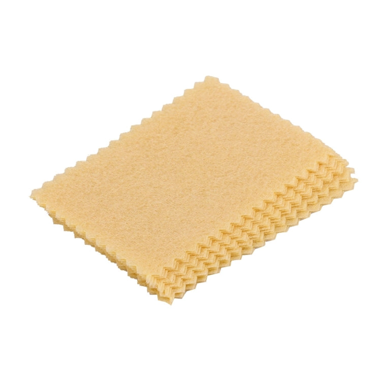 Folded microfiber non-woven cleaning cloth, pale gold zigzag edge