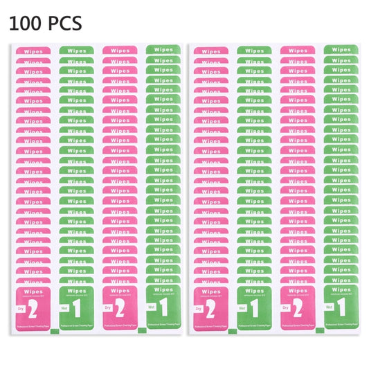 100-pack screen cleaning wipes for protectors, labeled Dry 2 and Wet 1