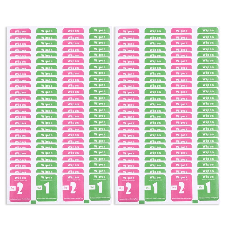 Assorted screen cleaning wipes, 100 count, with Dry 2 and Wet 1 labels