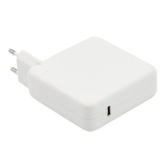 White EU plug power adapter with Type-C port, compact wall charger