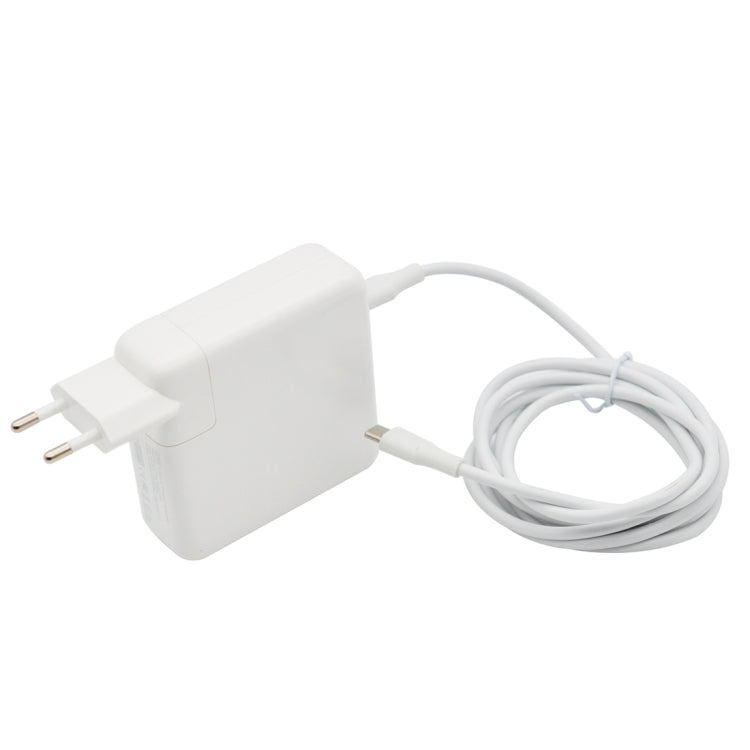 White EU power adapter with Type-C cable, portable wall charger set