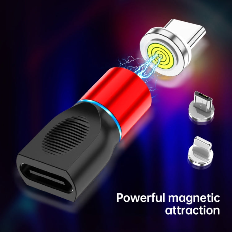 Magnetic charging adapter set with red USB-C head and silver magnetic connector tips