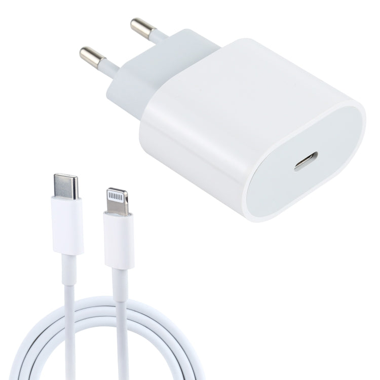 White EU plug travel USB-C PD charger with single USB-C output port