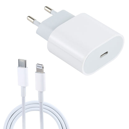 White EU plug travel USB-C PD charger with single USB-C output port
