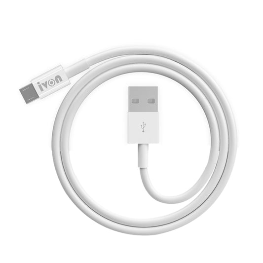 Micro USB fast charging cable with USB-A and micro USB connectors, white 1m
