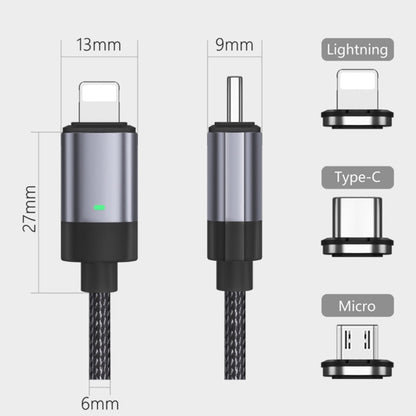 Magnetic USB-C to micro USB charging cable with dual connector heads and braided cord
