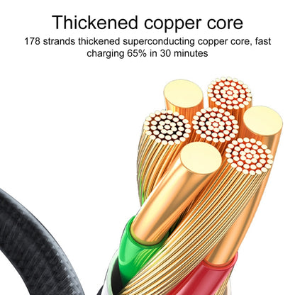 Braided charging cable core detail with thick copper strands