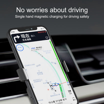 Magnetic charging cable charging a smartphone in a car dashboard
