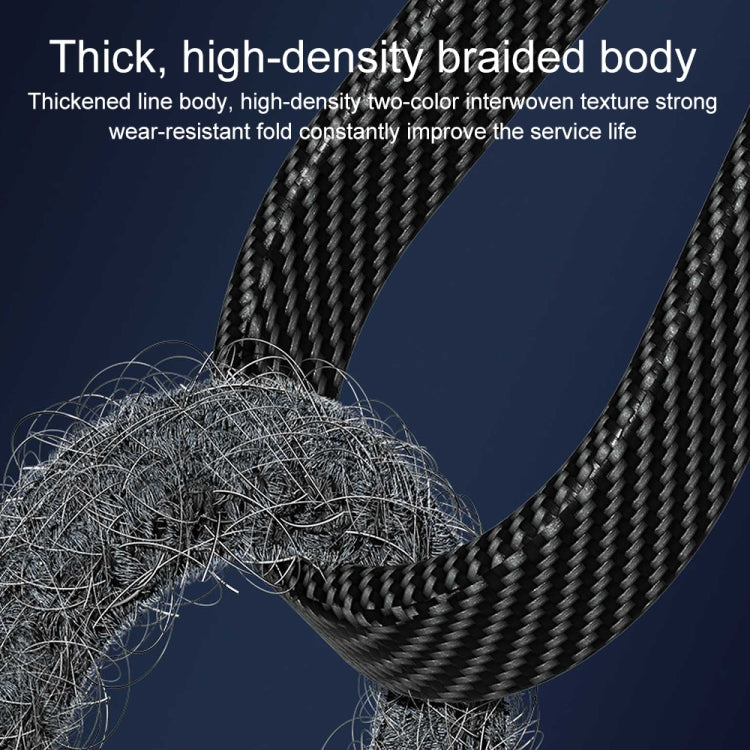USB to USB-C fast charge cable, thick black braided weave and yellow connector