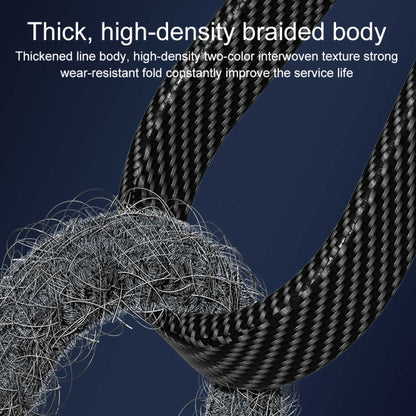 USB to USB-C fast charge cable, thick black braided weave and yellow connector