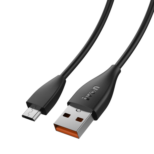 Black USB to Micro USB charging cable with dual connectors, 1m TPE