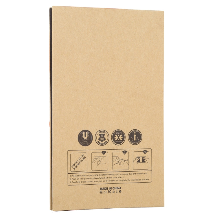 Tempered glass screen protector paper package back with icons and Made in China