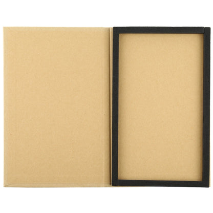 Opened screen protector package with cardboard backing and black frame insert