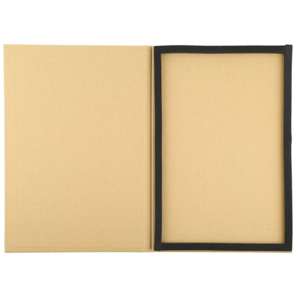Tempered glass screen protector package with open black tray holding protective glass sheet