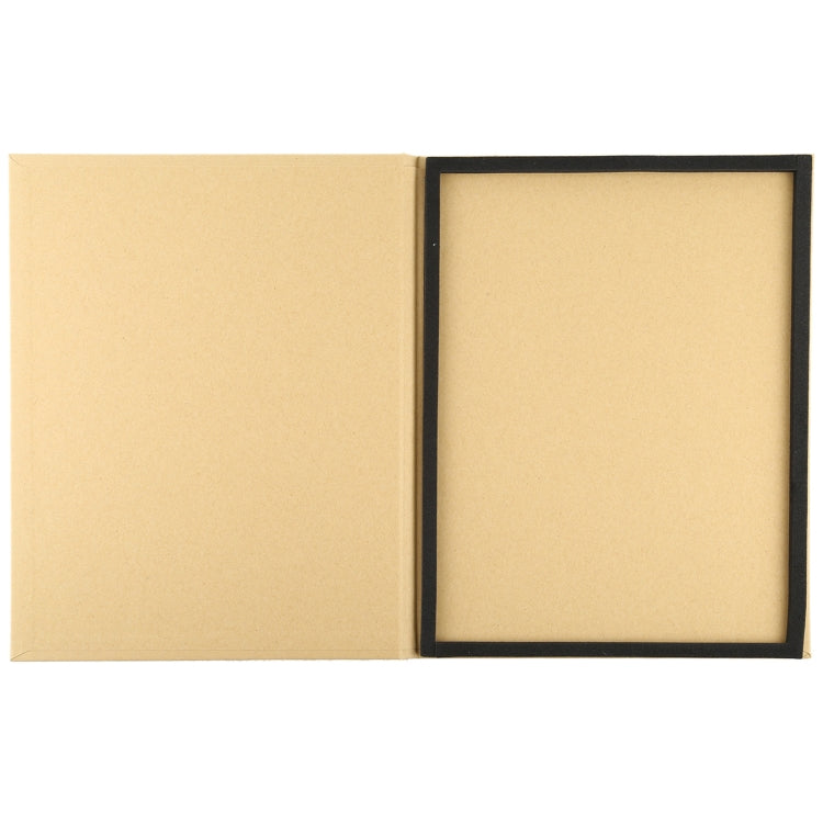Tempered glass screen protector box open, showing insert and transparent protector panel