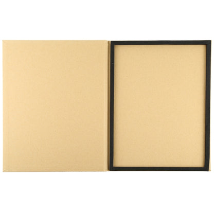 Tempered glass screen protector box open, showing insert and transparent protector panel