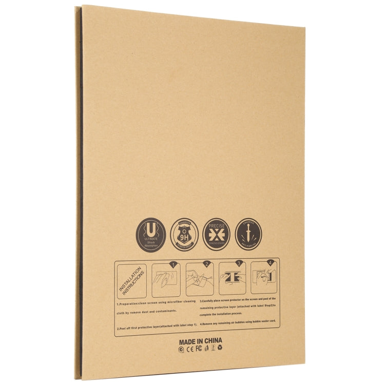 Tempered glass screen protector paper package back panel with icons and Made in China