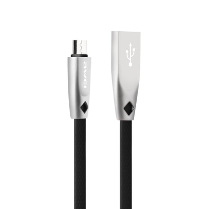Black USB to Micro-USB data cable with metallic connectors