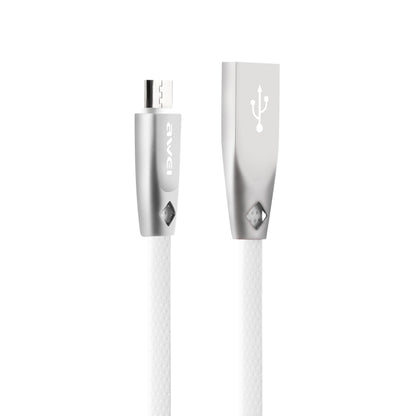 White USB to Micro-USB data cable with metallic connectors
