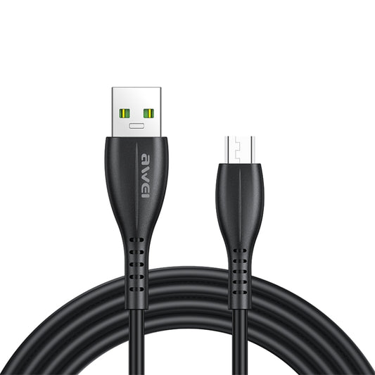 awei USB to micro USB charging cable, black with green connector accents