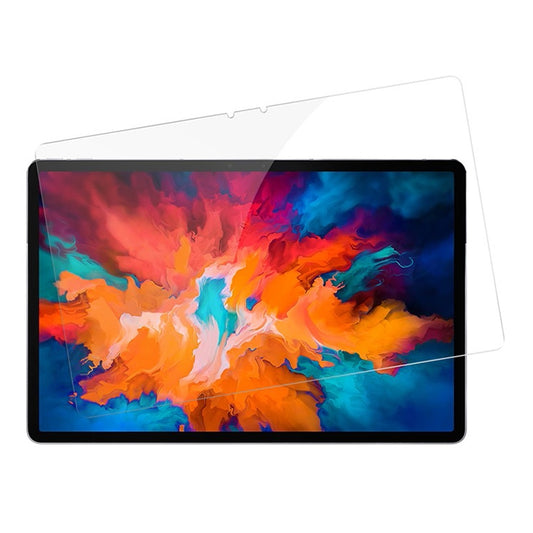 Lenovo tablet tempered glass screen protector over tablet display, clear