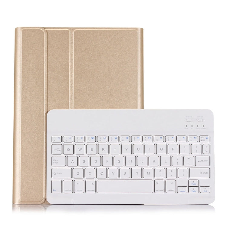Bluetooth keyboard tablet case with stand, rose gold cover and white keyboard