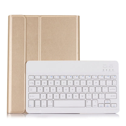 Bluetooth keyboard tablet case with stand, rose gold cover and white keyboard