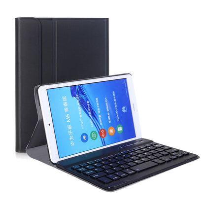 Black tablet case with detachable Bluetooth keyboard and tablet on stand