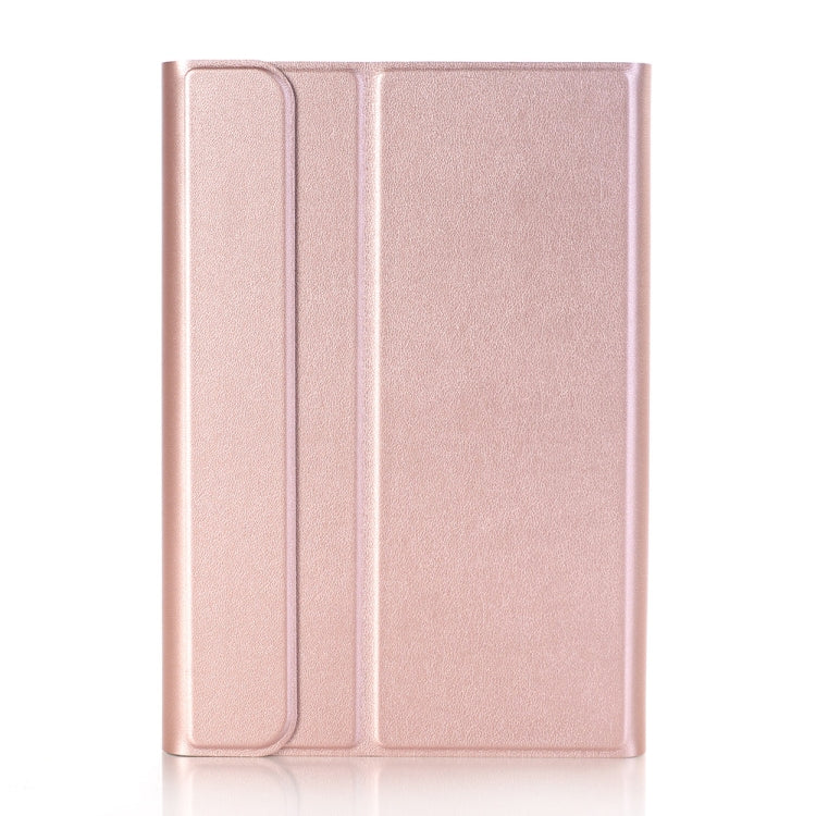 Rose gold tablet case folio with vertical fold lines, front cover closed
